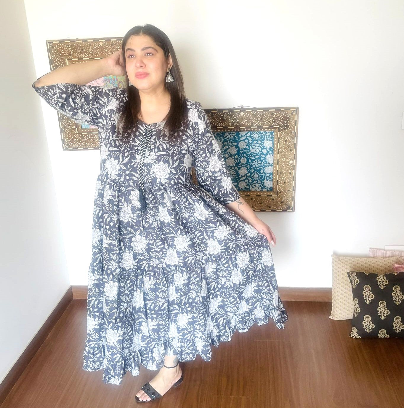 Faded Black Cotton Dress