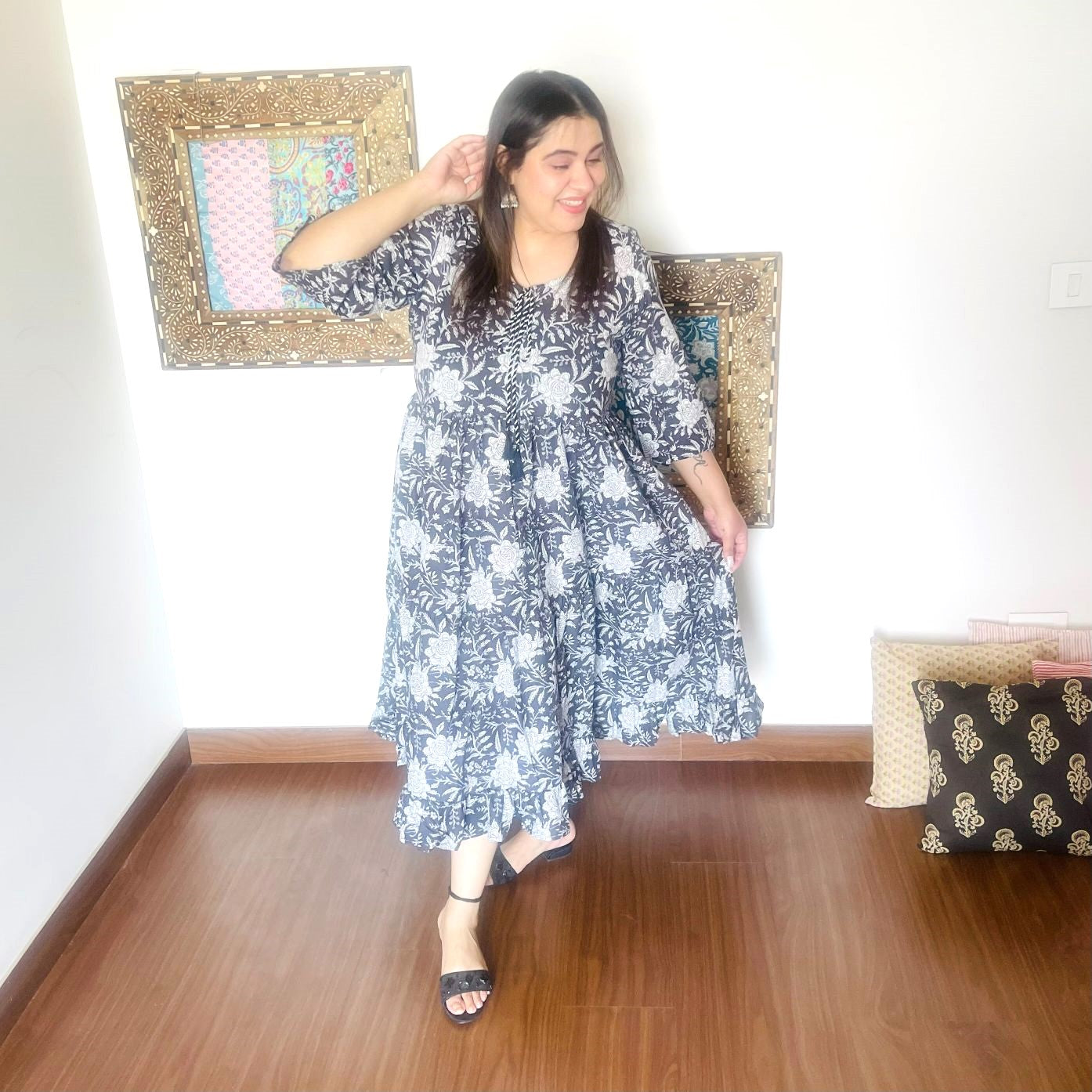 Faded Black Cotton Dress