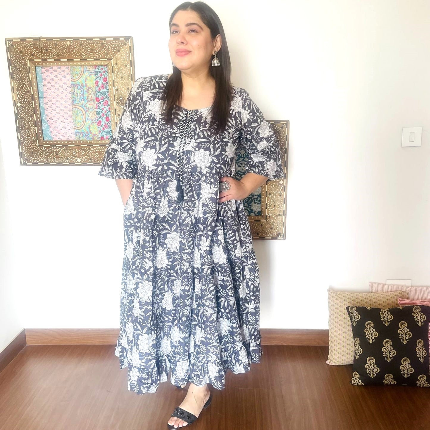 Faded Black Cotton Dress