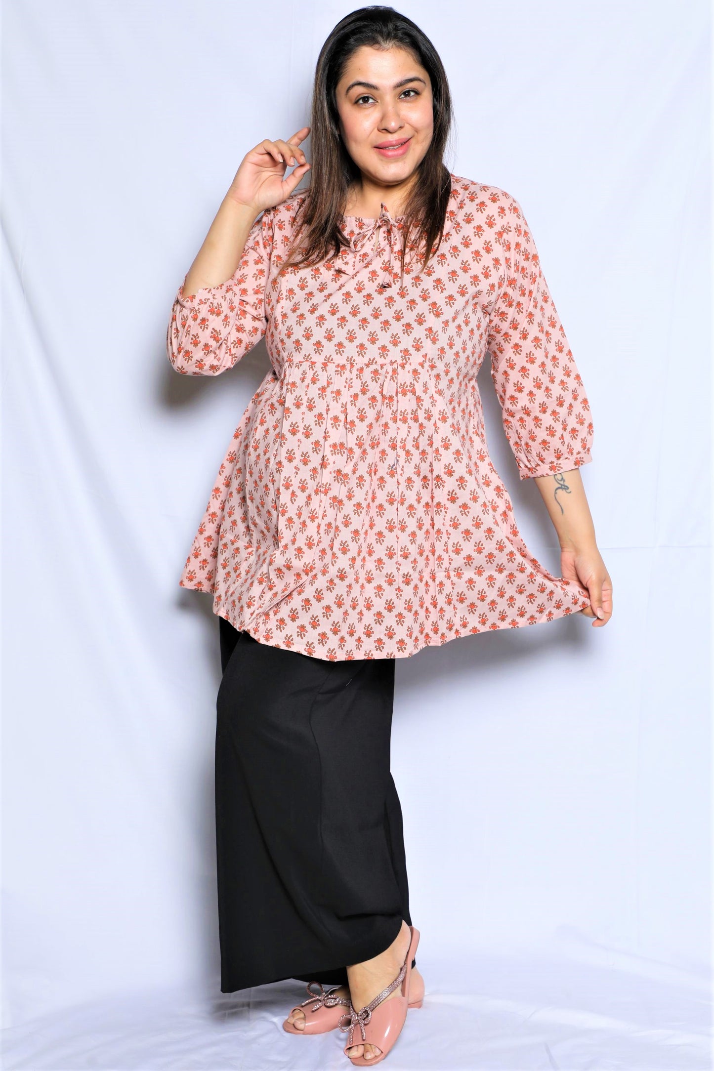 Cantaloupe Peach Gathered Top