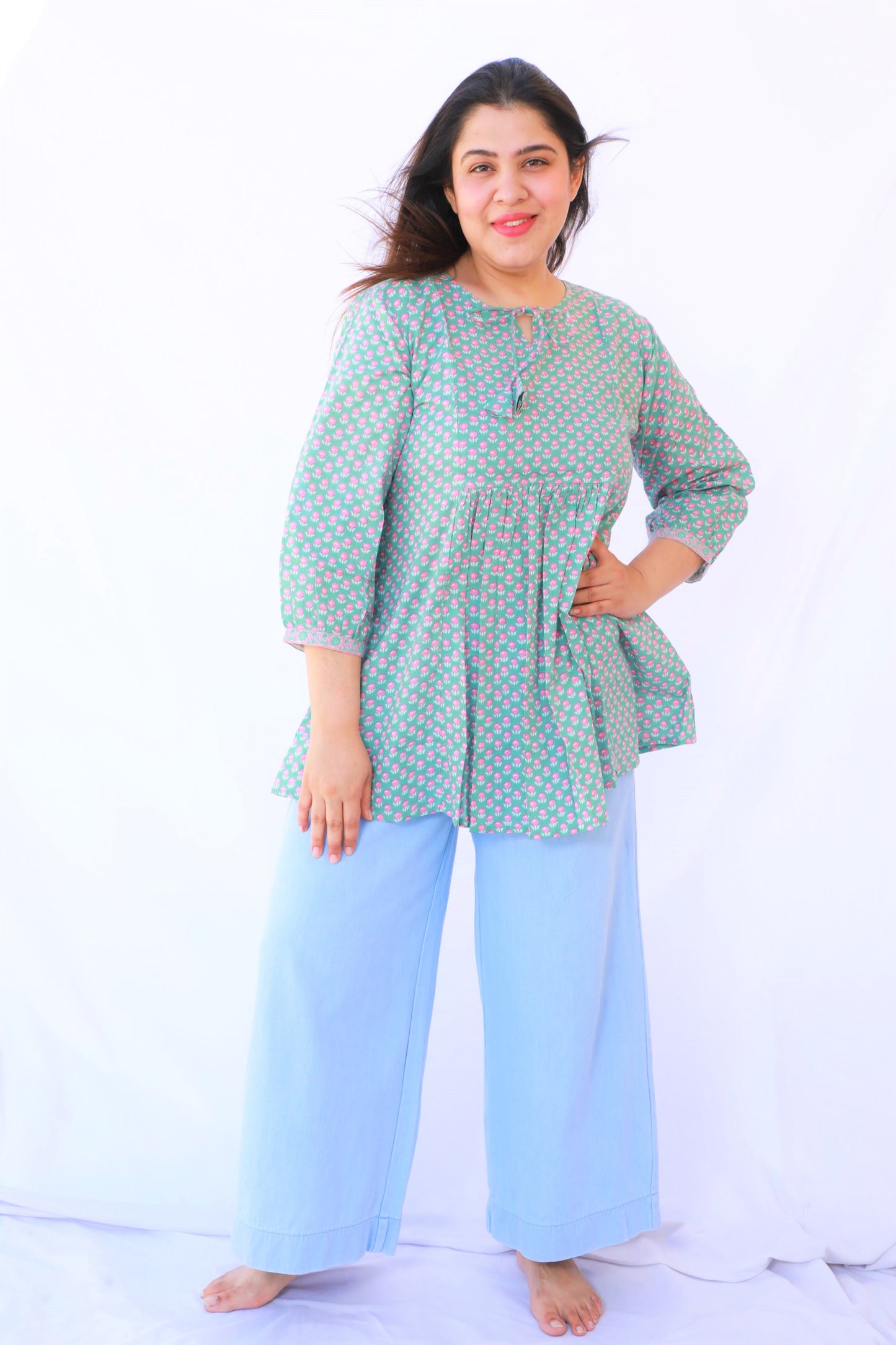 Light Mint Green Gathered Top