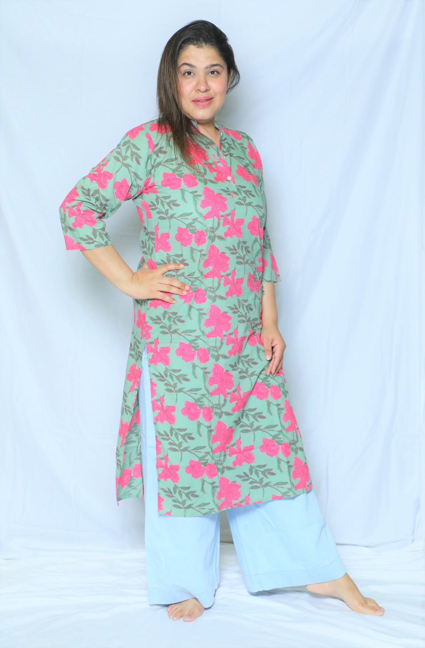 Green Floral Kurta