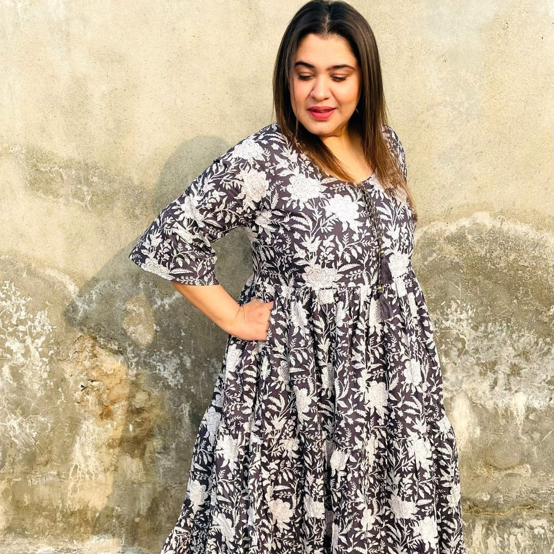 Faded Black Cotton Dress