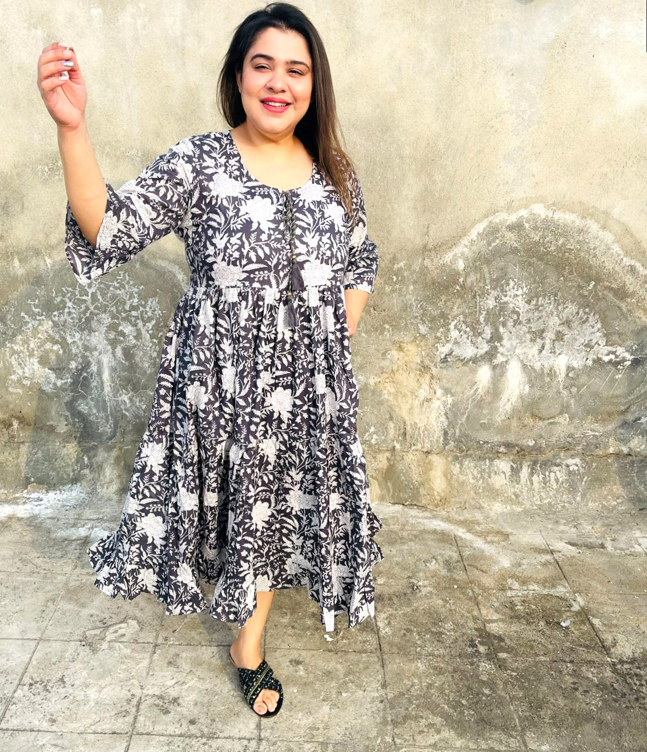 Faded Black Cotton Dress