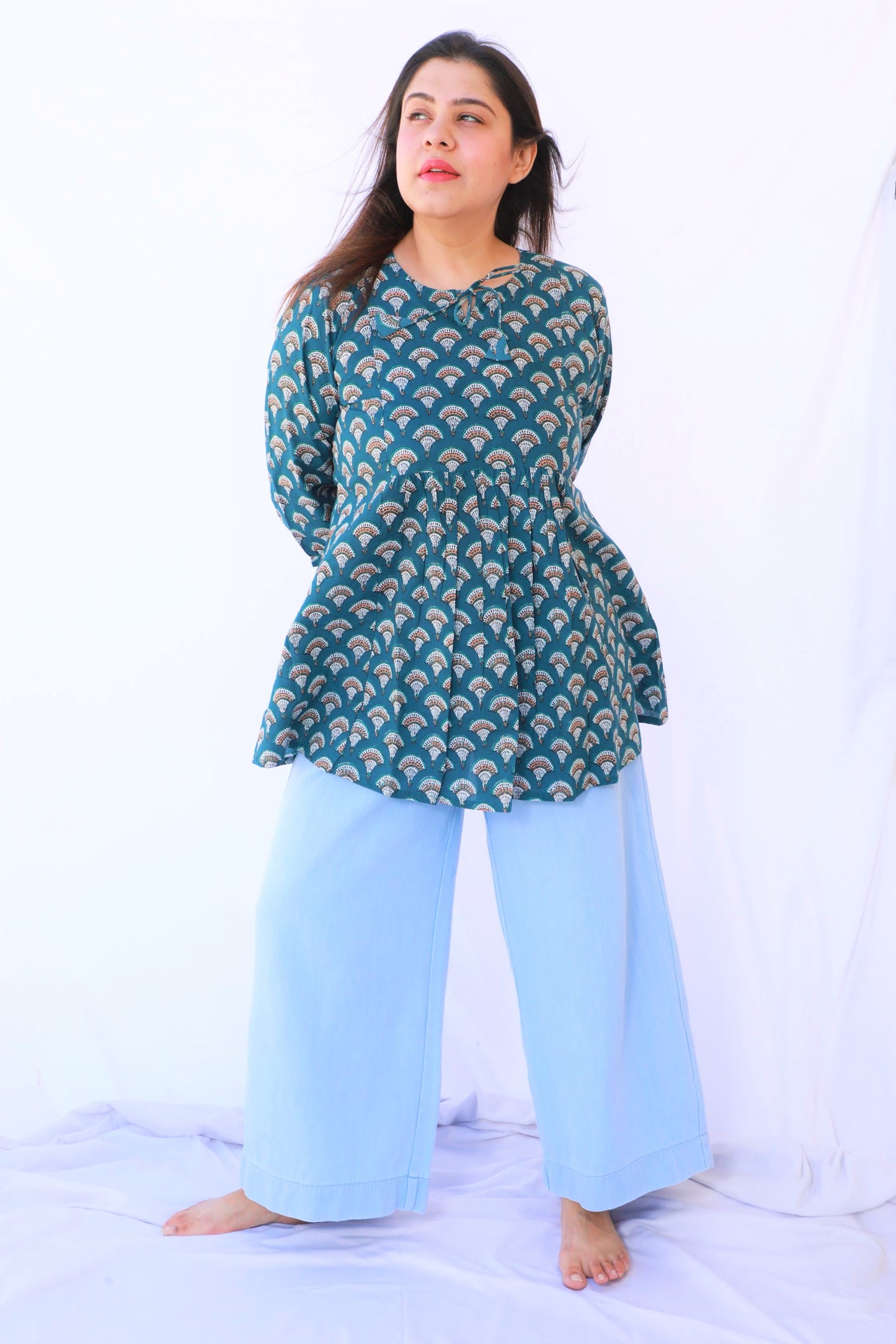 Teal Green Gathered Top