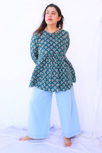 Teal Green Gathered Top