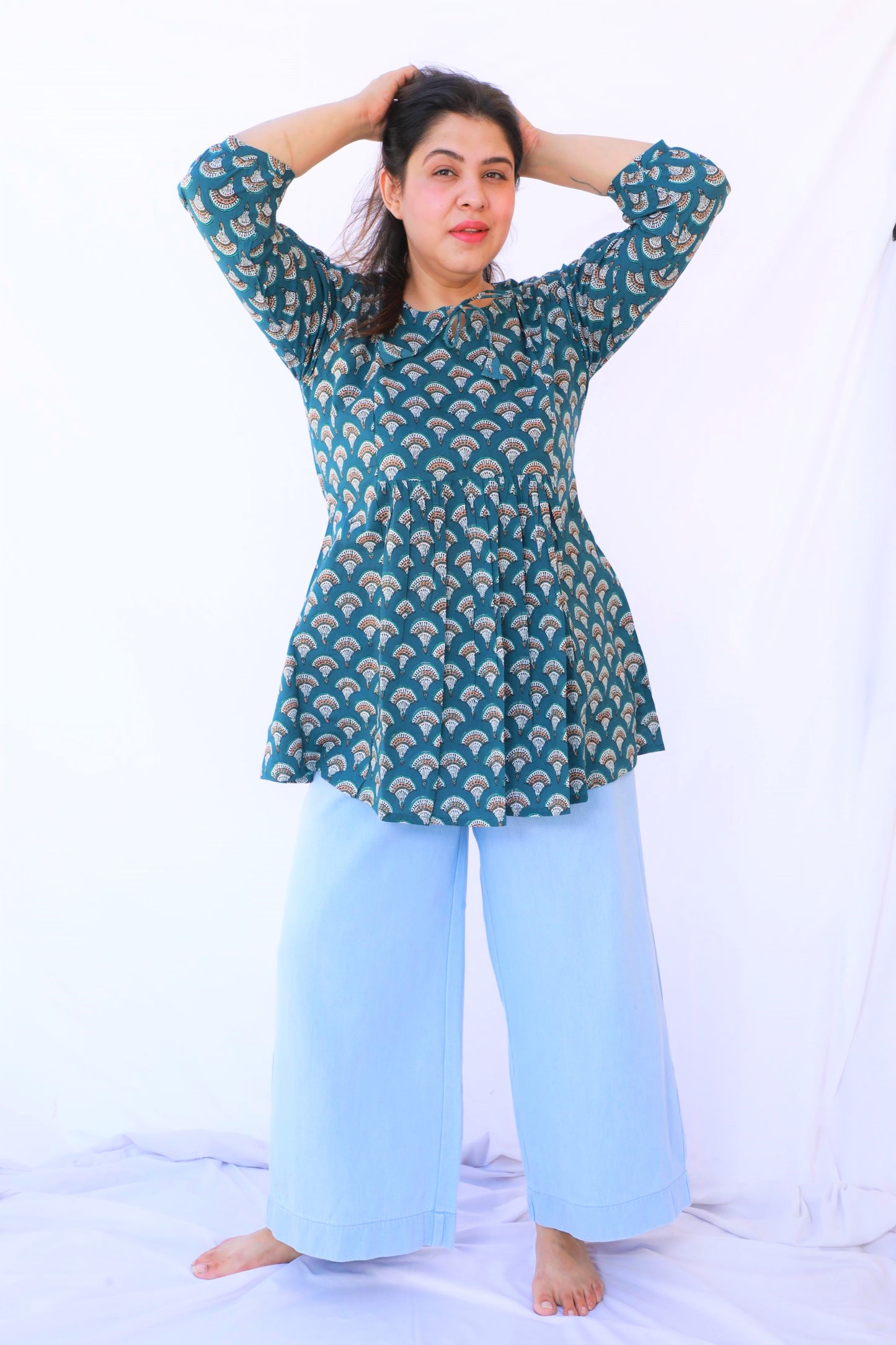 Teal Green Gathered Top