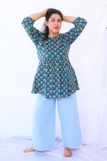 Teal Green Gathered Top