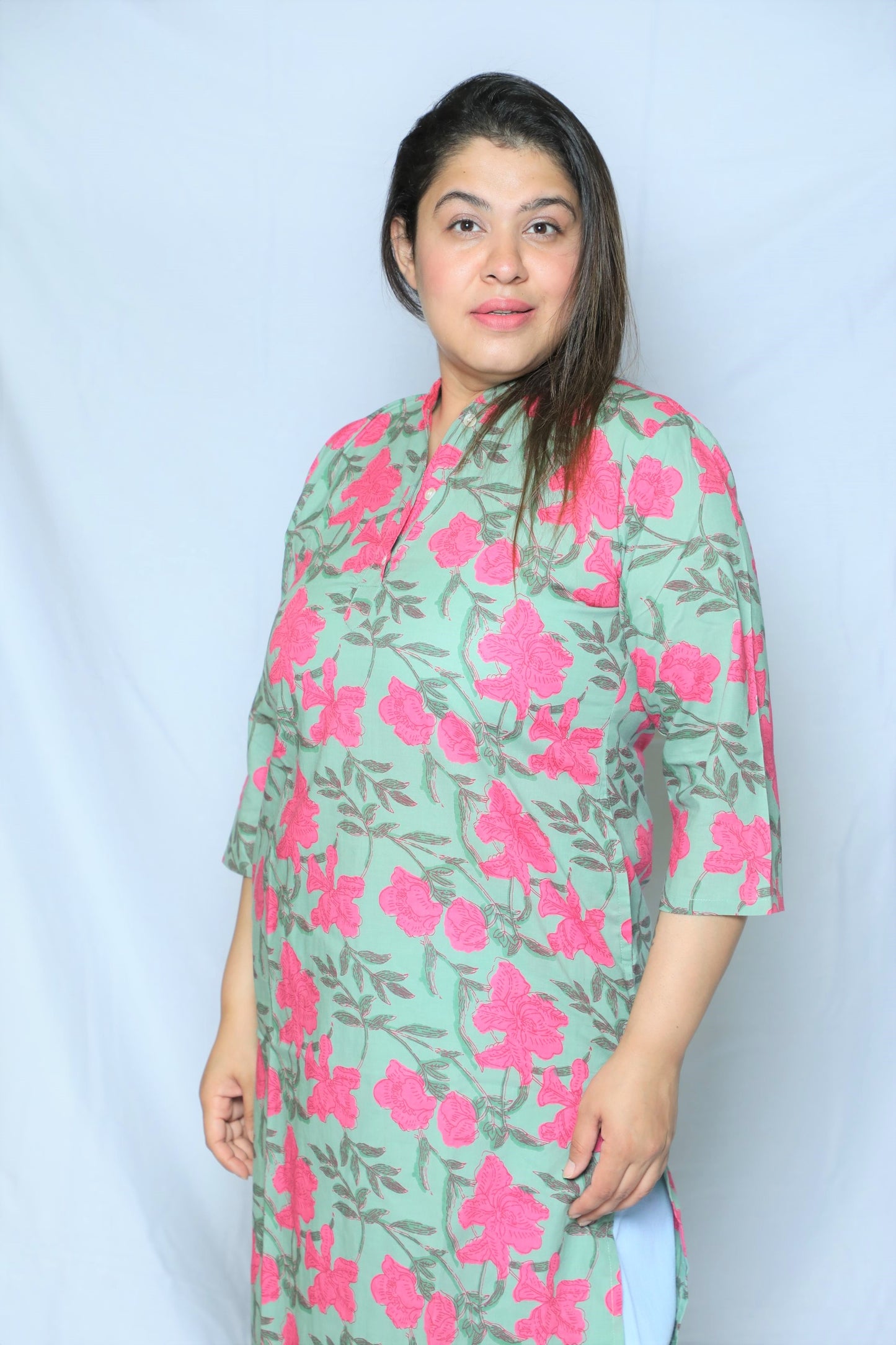 Green Floral Kurta
