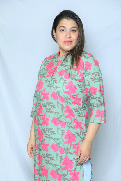 Green Floral Kurta