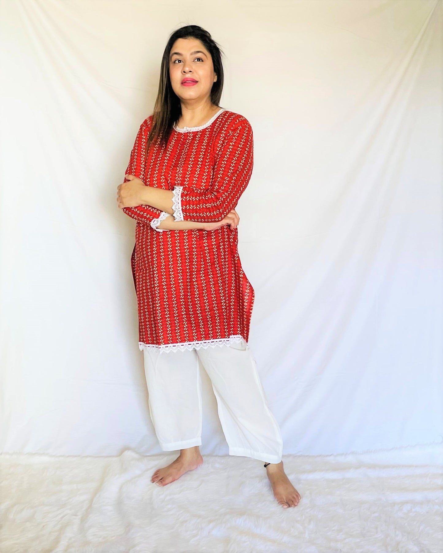 Red Kurta Pajama Set