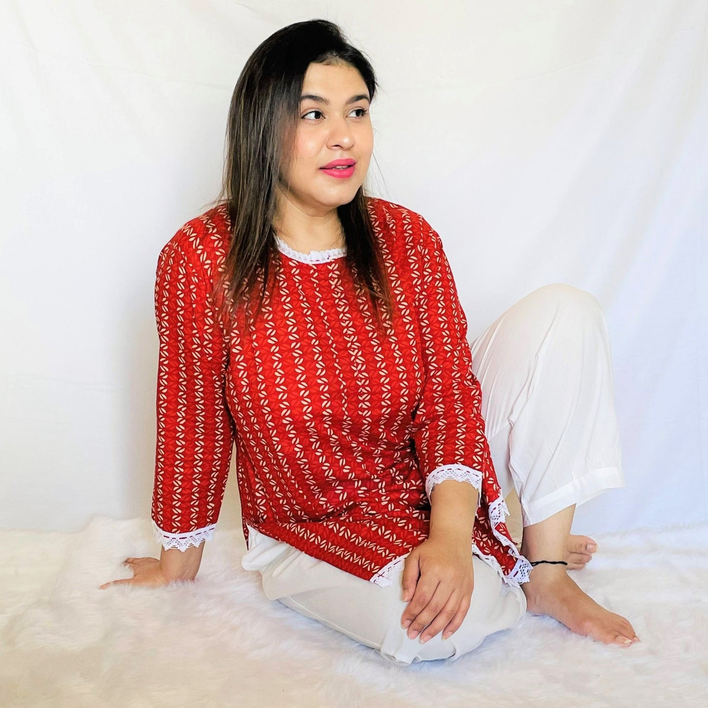 Red Kurta Pajama Set