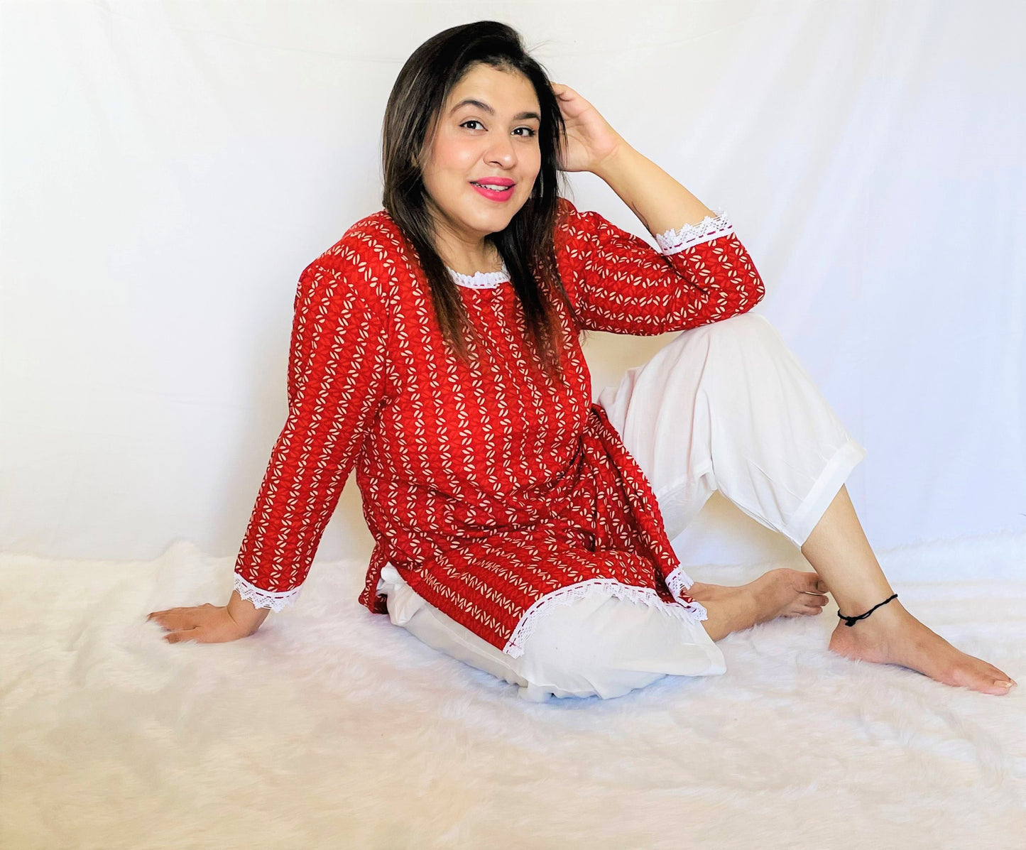 Red Kurta Pajama Set