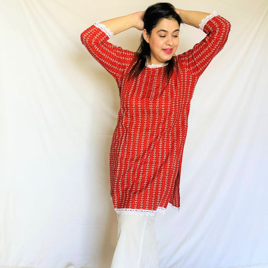 Red Kurta Pajama Set