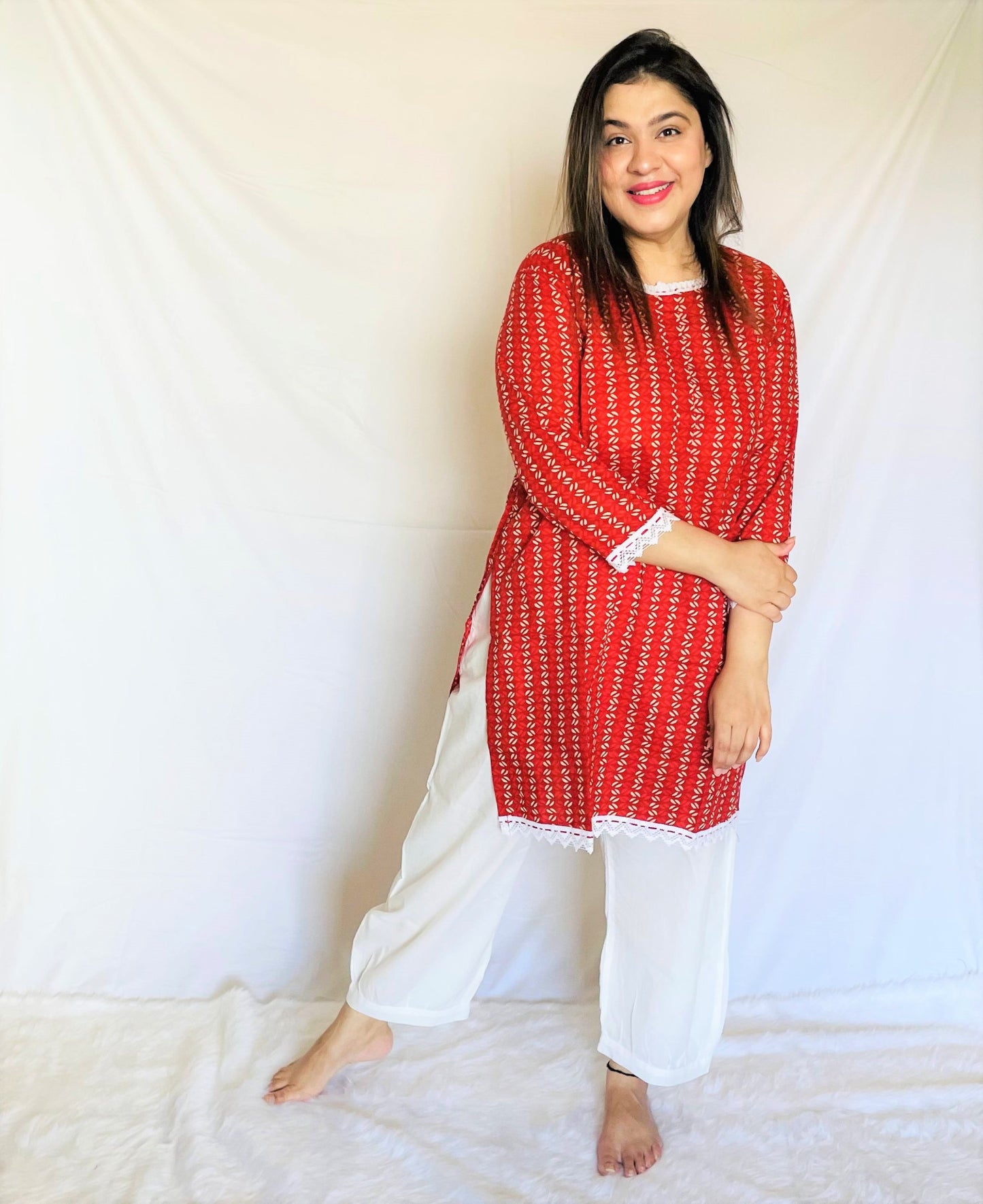 Red Kurta Pajama Set