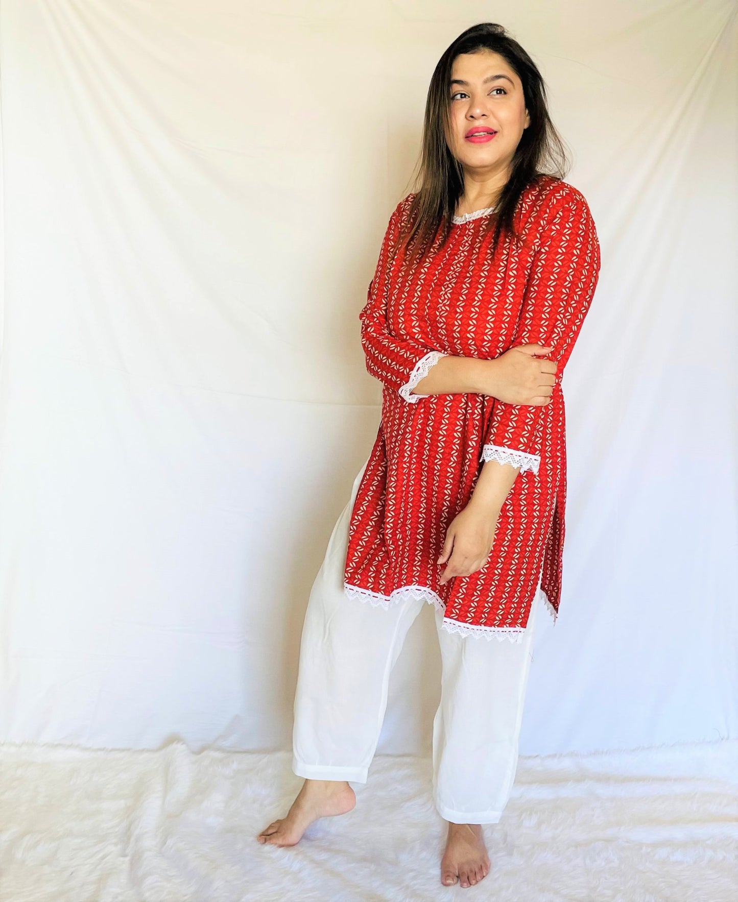 Red Kurta Pajama Set