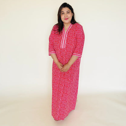 Pinkish Red Cotton Nighty