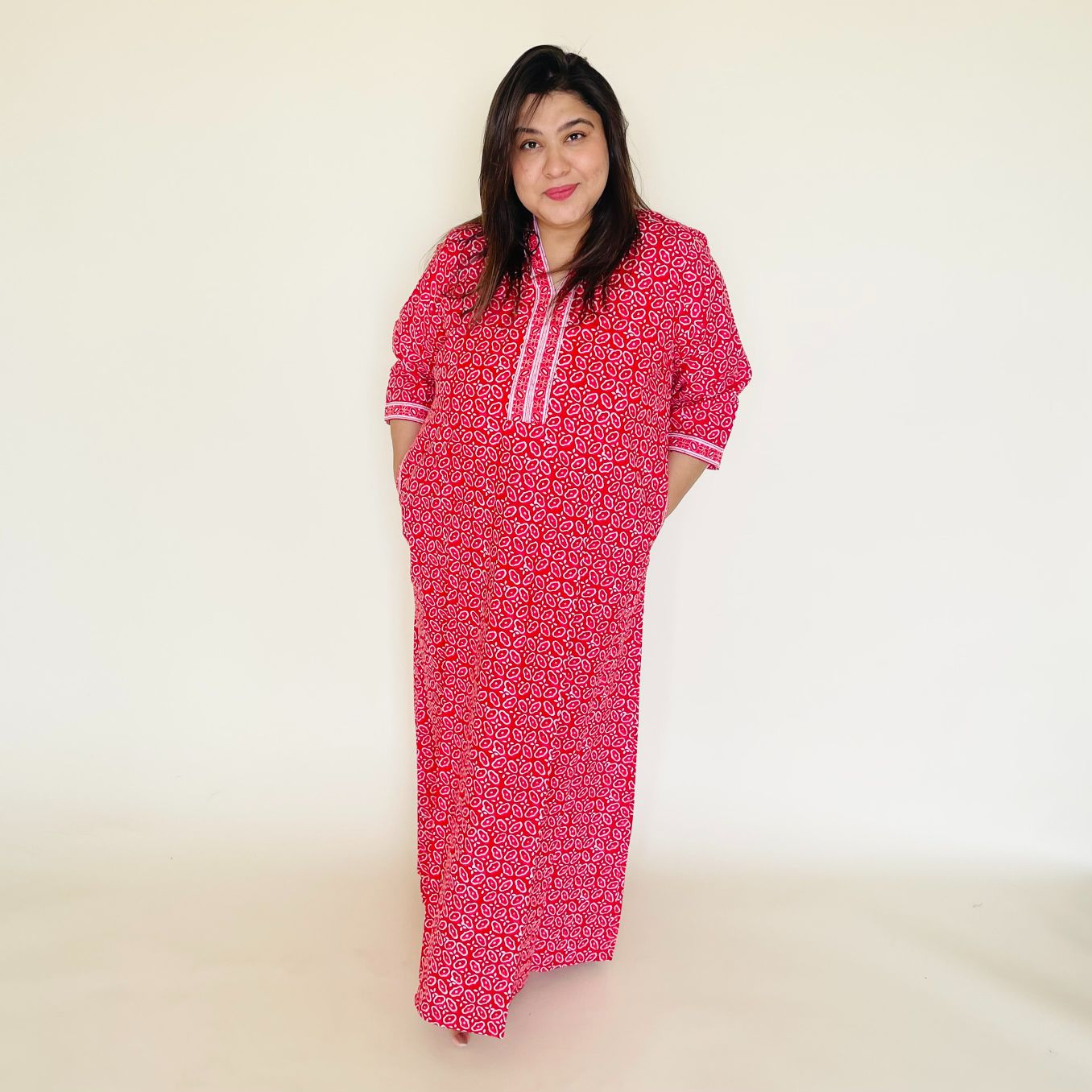 Pinkish Red Cotton Nighty