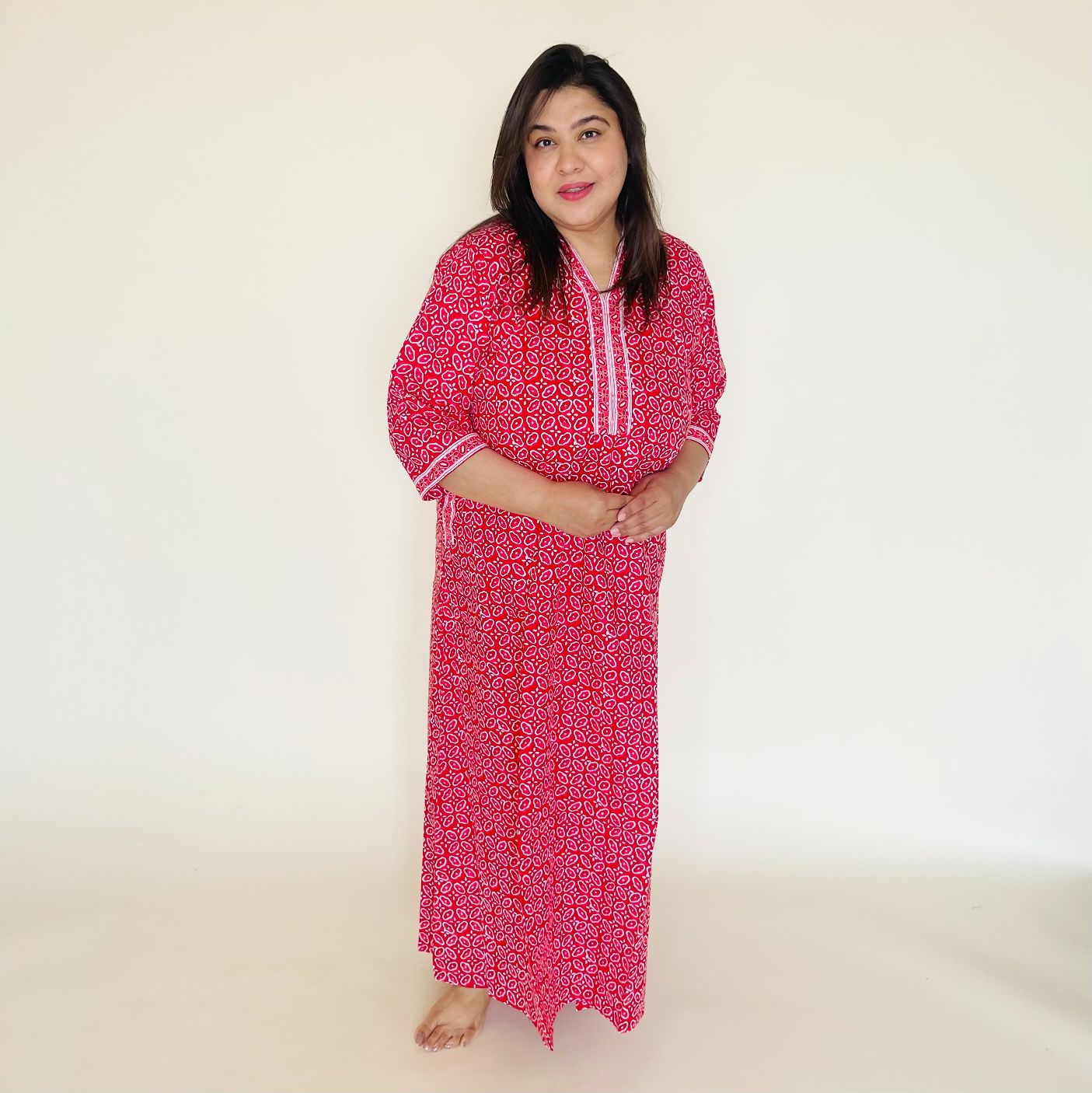 Pinkish Red Cotton Nighty