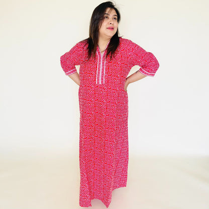 Pinkish Red Cotton Nighty