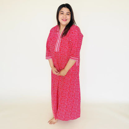 Pinkish Red Cotton Nighty