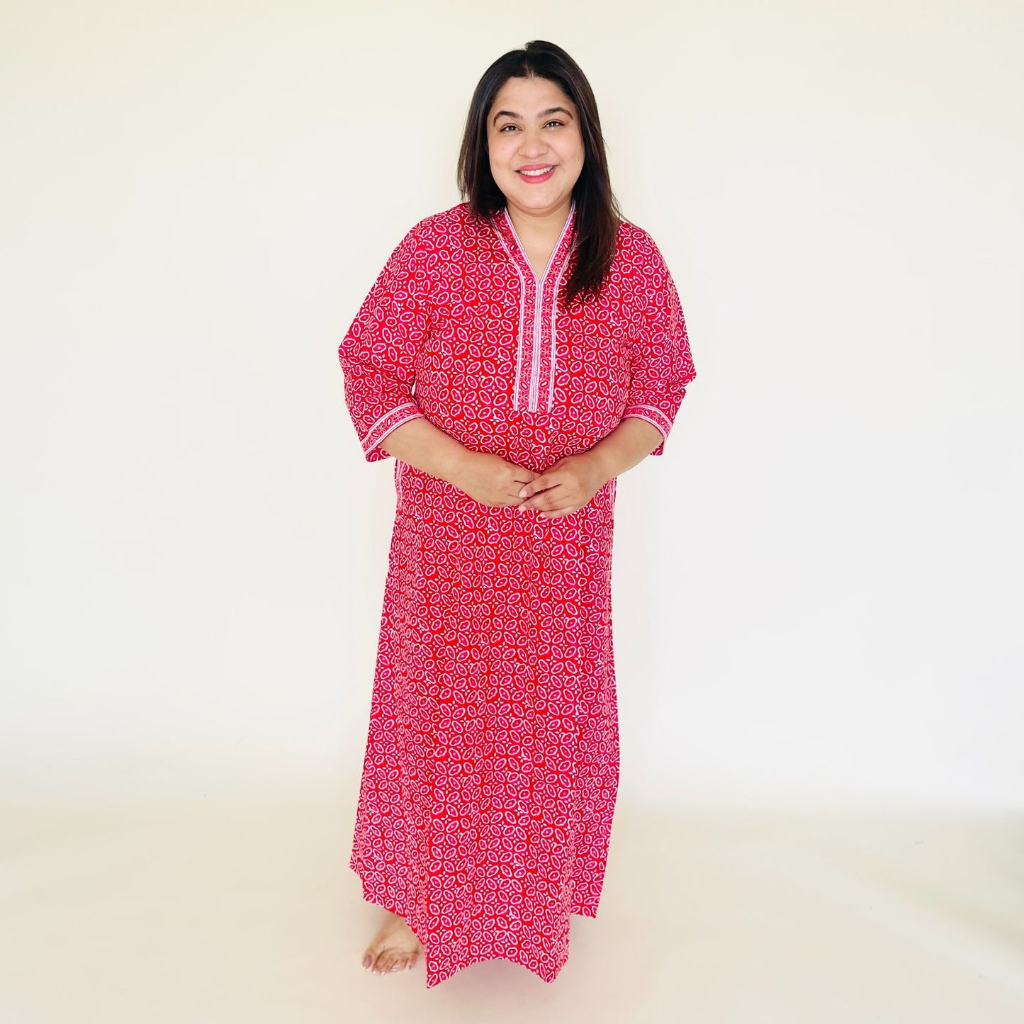 Pinkish Red Cotton Nighty