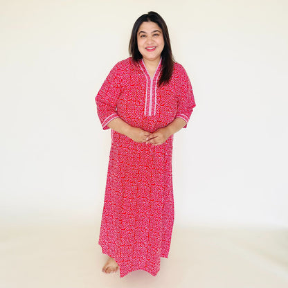 Pinkish Red Cotton Nighty