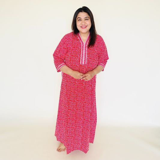 Pinkish Red Cotton Nighty