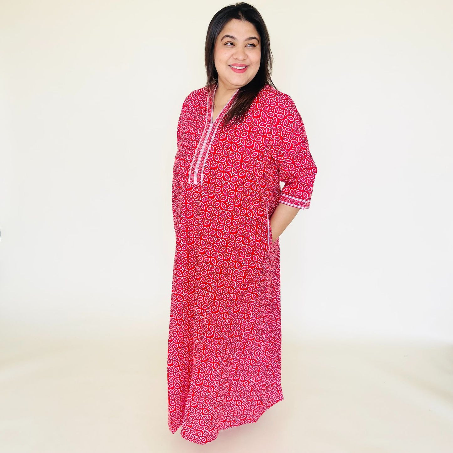 Pinkish Red Cotton Nighty