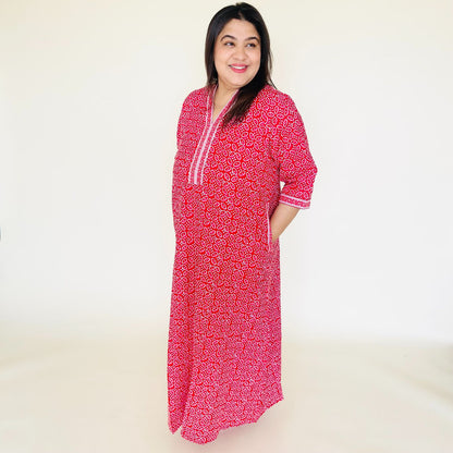 Pinkish Red Cotton Nighty