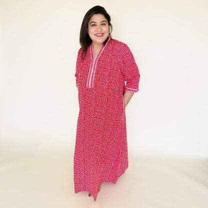 Pinkish Red Cotton Nighty