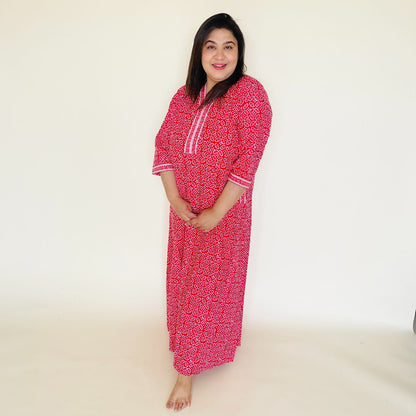 Pinkish Red Cotton Nighty